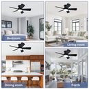 Depuley 194C 35-in Black LED Downrod or Flush Mount Fandelier Ceiling Fan With Light and Remote Control Included