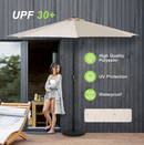 Nuu Garden 9-ft Iron Off-White Crank Half-Round Patio Umbrella