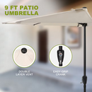 Nuu Garden 9-ft Iron Off-White Crank Half-Round Patio Umbrella