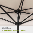 Nuu Garden 9-ft Iron Off-White Crank Half-Round Patio Umbrella