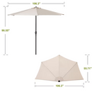 Nuu Garden 9-ft Iron Off-White Crank Half-Round Patio Umbrella