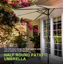 Nuu Garden 9-ft Iron Off-White Crank Half-Round Patio Umbrella