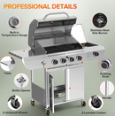 Antarctic Star 4-Burner 42000 BTU Stainless Steel Barbecue Propane Grill with Side Burner