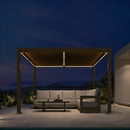 PURPLE LEAF Caesar Solar Louvered Pergola with LED Strip Lights and Control Panel 10'x12' - Brown  *DEAL of the Day*
