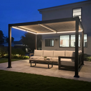 PURPLE LEAF Caesar Solar Louvered Pergola with LED Strip Lights and Control Panel 10'x12' - Brown  *DEAL of the Day*