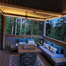PURPLE LEAF Caesar Solar Louvered Pergola with LED Strip Lights and Control Panel 10'x12' - Brown  *DEAL of the Day*