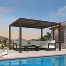 PURPLE LEAF Caesar Solar Louvered Pergola with LED Strip Lights and Control Panel 10'x12' - Brown  *DEAL of the Day*