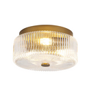 Kirahee 3-Light Ribbed Clear Glass Drum Semi Flush Mount Ceiling Light