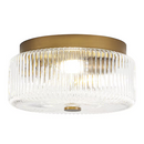 Kirahee 3-Light Ribbed Clear Glass Drum Semi Flush Mount Ceiling Light