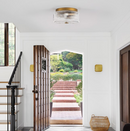 Kirahee 3-Light Ribbed Clear Glass Drum Semi Flush Mount Ceiling Light