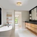 Kirahee 3-Light Ribbed Clear Glass Drum Semi Flush Mount Ceiling Light