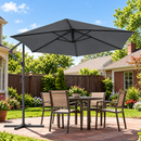 Sonkuki 10 ft. Offset Patio Umbrella, Steel Frame Outdoor Cantilever Umbrella in Gray