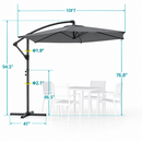 Sonkuki 10 ft. Offset Patio Umbrella, Steel Frame Outdoor Cantilever Umbrella in Gray