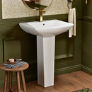 Los Flexi Vitreous china Modern Glossy White Pedestal Sink Combo