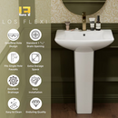 Los Flexi Vitreous china Modern Glossy White Pedestal Sink Combo