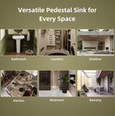 Los Flexi Vitreous china Modern Glossy White Pedestal Sink Combo