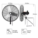 BILT HARD 24-in 120-Volt 3-Speed High Velocity Outdoor Black Wall Mounted Fan