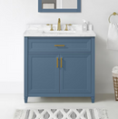 allen + roth Lancashire 36-in Chambray Blue Undermount Single Sink Bathroom Vanity with White Engineered Stone Top (Fully Assembled)