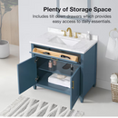 allen + roth Lancashire 36-in Chambray Blue Undermount Single Sink Bathroom Vanity with White Engineered Stone Top (Fully Assembled)