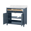 allen + roth Lancashire 36-in Chambray Blue Undermount Single Sink Bathroom Vanity with White Engineered Stone Top (Fully Assembled)