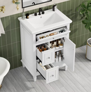 LOVMOR Freestanding White 24-in Single Sink Bathroom Vanity with White Ceramic Top