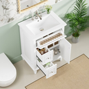 LOVMOR Freestanding White 24-in Single Sink Bathroom Vanity with White Ceramic Top