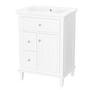 LOVMOR Freestanding White 24-in Single Sink Bathroom Vanity with White Ceramic Top