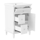 LOVMOR Freestanding White 24-in Single Sink Bathroom Vanity with White Ceramic Top