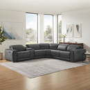 Aiden & Ivy Karson Leather Power CloudZero Reclining Sectional with Power Headrests, Gray