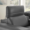Aiden & Ivy Karson Leather Power CloudZero Reclining Sectional with Power Headrests, Gray