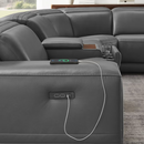 Aiden & Ivy Karson Leather Power CloudZero Reclining Sectional with Power Headrests, Gray