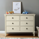 Madison Park Signature Beckett Antique Cream 46" 6-Drawer Solid Wood Dresser with Spindle Legs