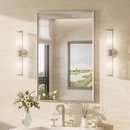 Keonjinn Bathroom Mirrors 24-in W x 36-in H Rectangle Brushed Nickel Framed Wall Mirror