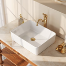 DeerValley Ally Ceramic 18.7-in Vessel Rectangular Modern White Bathroom Sink