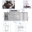 43-Inch 6-Burner 85000 BTU Gas Grill Island - Outdoor Kitchen w/ Compact Fridge, Granite Countertops & Storage Cabinets,Silver