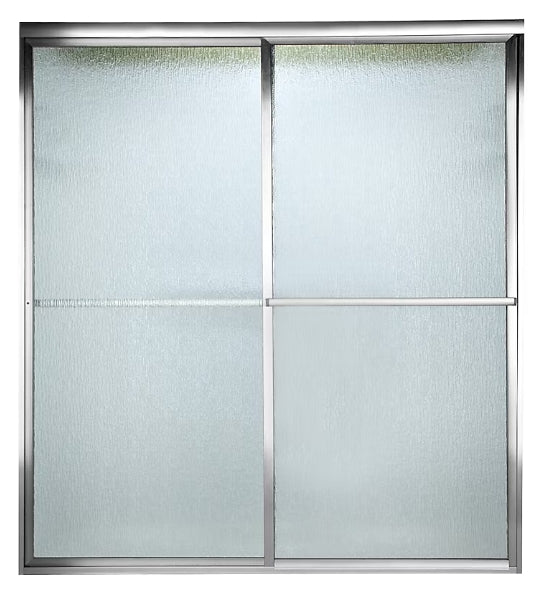 American Standard Prestige Silver Shine 60" Framed Patterned Glass Bypass Sliding Shower Door