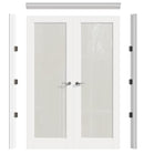 JUJUBON 56" x 80" White MDF 1-lite Frosted Glass Interior French Door