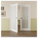 JUJUBON 56" x 80" White MDF 1-lite Frosted Glass Interior French Door