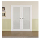 JUJUBON 56" x 80" White MDF 1-lite Frosted Glass Interior French Door