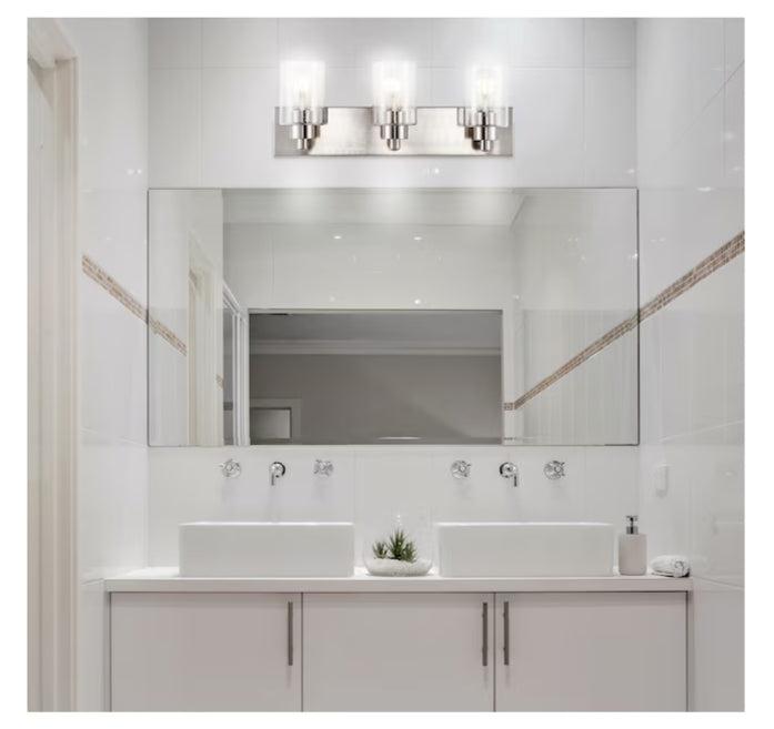 JONATHAN Y Irving Iron/Seeded Glass Glam Transitional Polished Nickel Modern/contemporary Vanity light