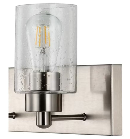 JONATHAN Y Irving Iron/Seeded Glass Glam Transitional Polished Nickel Modern/contemporary Vanity light
