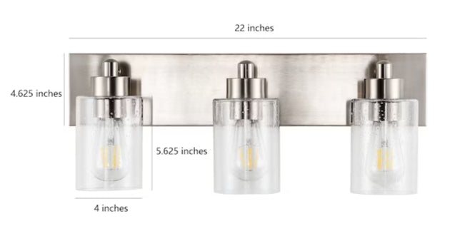 JONATHAN Y Irving Iron/Seeded Glass Glam Transitional Polished Nickel Modern/contemporary Vanity light