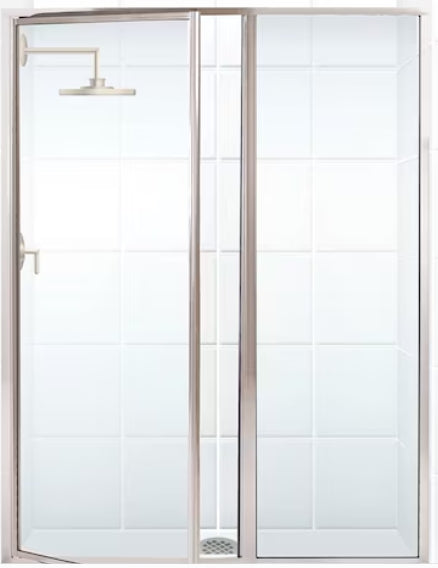 Coastal Shower Door Legend Brushed Nickel Framed Clear Glass Hinged