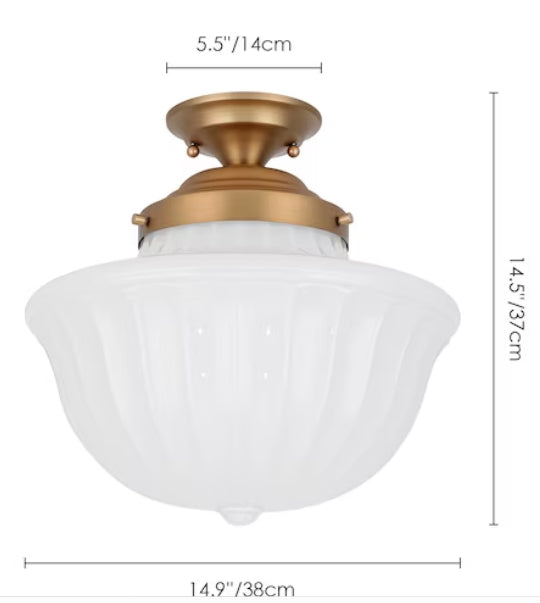 Rennnsan Kelsey 1 -Light 14.96-in Brass Semi Flush Mount Light