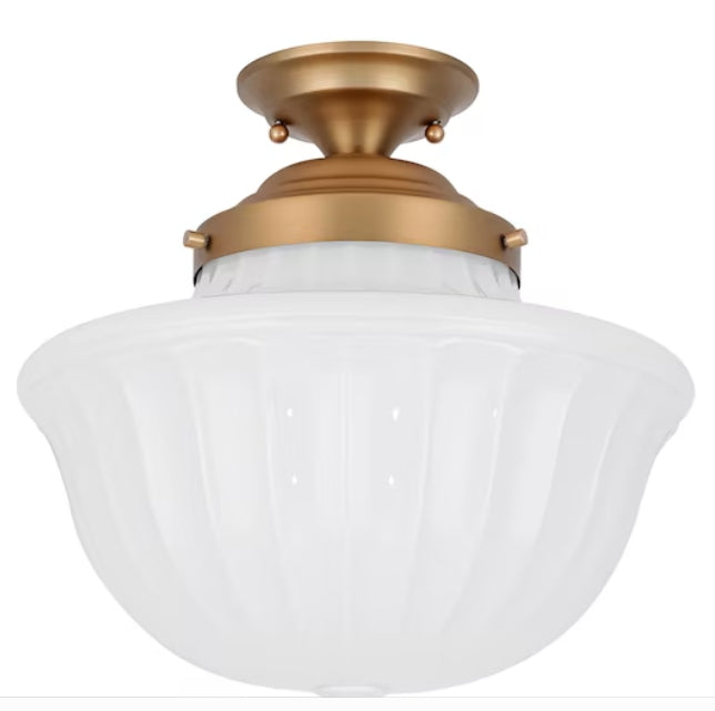 Rennnsan Kelsey 1 -Light 14.96-in Brass Semi Flush Mount Light