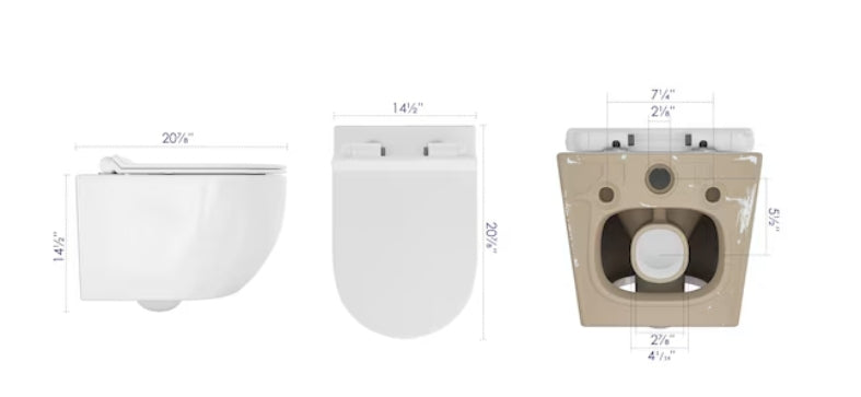Eridanus Hampton White D-shape Custom Height Wall-Hung Rough-In Dual Flush  1-piece Toilet