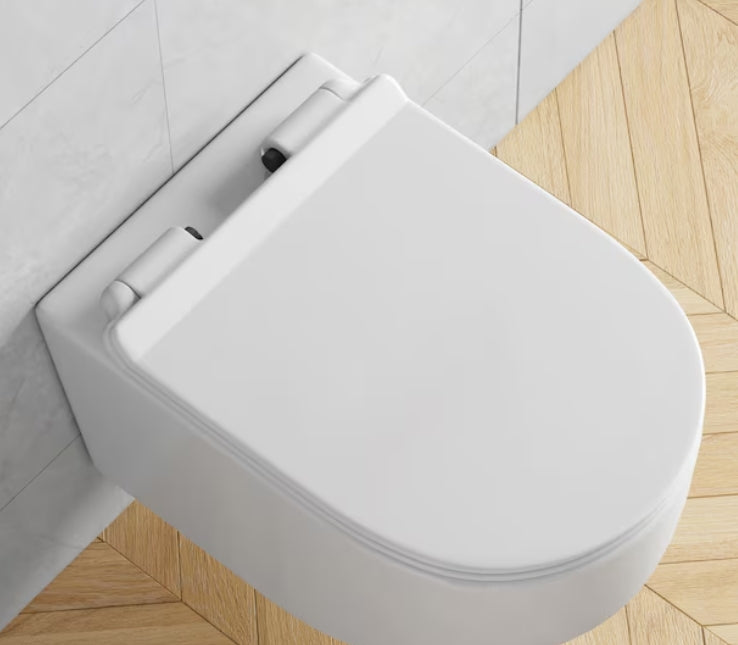 Eridanus Hampton White D-shape Custom Height Wall-Hung Rough-In Dual Flush  1-piece Toilet