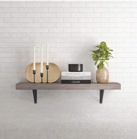 Allen + Roth Gray MDF Rectangular Bracket Shelf