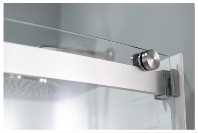 American Standard Elevate Brushed Nickel Frameless Clear Glass Corner Sliding Shower Door