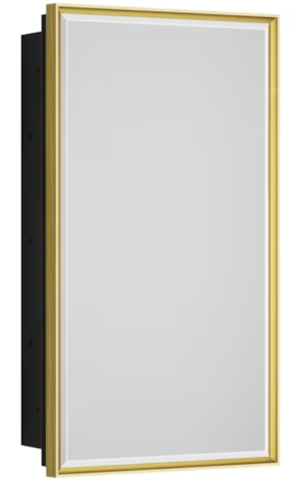 Keonjinn 14" x 24" Surface/Recessed Mount Brushed Gold Mirrored Medicine Cabinet